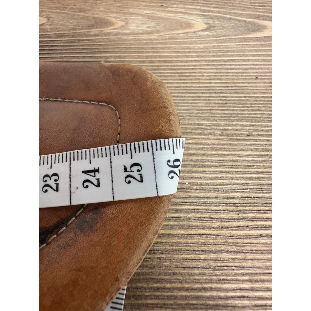 Tory Burch Mini Miller Sandals Women SZ 8 Brown Gold Logo Flip Flop Resort Boho